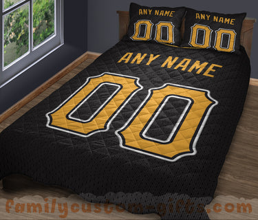 Custom Quilt Sets Pittsburgh Jersey Personalized Baseball Premium Quilt Bedding for Men Women
